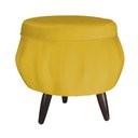 Ver imagem 4 de Jogo Poltrona Estofada Com 1 Puff Pés Palito Clínica Pétala Suede Mostarda - LM DECOR