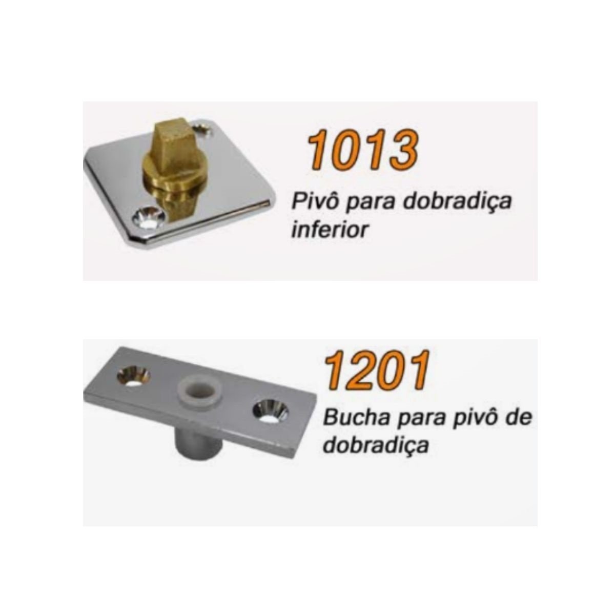 Dobradiças + pivôs tipo jumbo para porta pivotante de vidro temperado blindex - Cromado (zamak) - 2