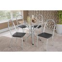 Ver imagem 1 de Kit 4 Cadeiras Sala Jantar Volga C/ Tampo de Vidro 90cm e 4 Cadeiras Holanda Cromada - Courano Preto