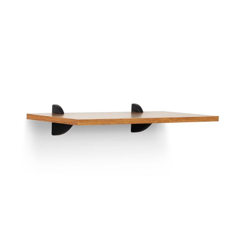 Kit Prateleira Mel (Selo Fsc) 50 x 25 cm com Suportes Pretos e Kit para Fixação Bemfixa