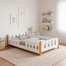 Cama de Criança Infantil Juvenil Montessoriana Melissa com Grade de Proteção Branca - 1