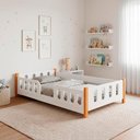 Ver imagem 1 de Cama de Criança Infantil Juvenil Montessoriana Melissa com Grade de Proteção Branca