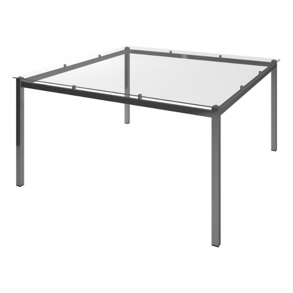 Conjunto de Mesa Ornata 90x90cm com 4 Cadeiras Olívia Cromado e Tampo de Vidro Tubform - 4