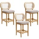 Ver imagem 1 de Kit 3 Banquetas Baixa Bar Cozinha Sala de Jantar Betta L02 Mel Tela Bouclê Creme - Lyam Decor