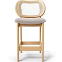 Ver imagem 5 de Kit 3 Banquetas Baixa Bar Cozinha Sala de Jantar Betta L02 Mel Tela Bouclê Creme - Lyam Decor