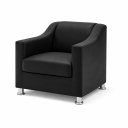 Ver imagem 4 de Kit 3 Poltronas Reforçadas Recepção Barbearia Tecido Corino Preto