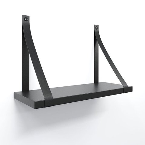Prateleira em Mdf Preto 40x15cm com Alça Cor Preto