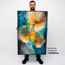 Ver imagem 2 de Quadro Decorativo Caixa Floral Luxo Flores Amarela e Azul TaColado Moldura Caixa Alta 4,5cm Madeira 