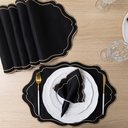 Ver imagem 5 de Kit 6 Jogos Americanos Retangular com Guardanapos Bordado Dourado - Realeza Preto
