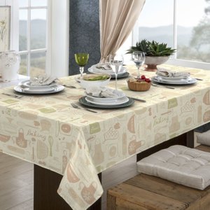 Toalha de Mesa Impermeável Retangular 6 Lugares 140x210cm:utensílios