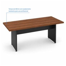 Mesa de Reunião 2,00x0,90m - Workstart - Nogal Sevilha/Preto - 21408 - 2 Mesa de Reunião 2,00x0,90m - Workstart - Nogal Sevilha/Preto - 21408 - 2