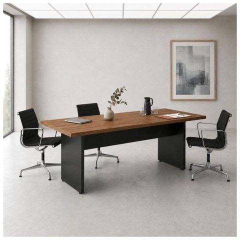 Mesa de Reunião 2,00m Tampo 40mm Pés Pretos