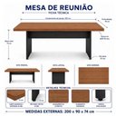 Ver imagem 6 de Mesa de Reunião 2,00x0,90m - Workstart - Nogal Sevilha/Preto - 21408