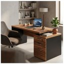 Ver imagem 3 de Mesa para Escritório com Gaveteiro 3 Gavetas 1,92m x 0,70cm Home Office Amadeirada Sevilha/Preto