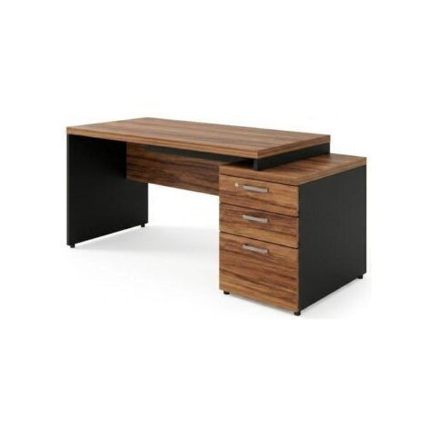 Mesa para Escritório com Gaveteiro 3 Gavetas 1,92m x 0,70cm Home Office Amadeirada Sevilha/Preto
