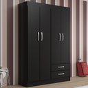 Ver imagem 1 de Guarda-Roupa Casal Atalaia 4 Portas 2 Gavetas Preto - Evidencia Móveis