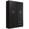 Guarda-Roupa Casal Atalaia 4 Portas 2 Gavetas Preto - Evidencia Móveis - 2