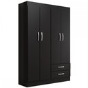 Ver imagem 2 de Guarda-Roupa Casal Atalaia 4 Portas 2 Gavetas Preto - Evidencia Móveis