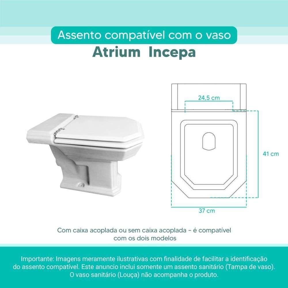 Tampa Vaso Sanitário Madeira Laqueada Atrium Branco para Bacia Incepa - 3