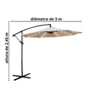Ver imagem 2 de Ombrelone Lateral Suspenso Jardim 3 Metros com Led Alumínio Manivela Importway Iwobll-300