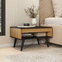 Ver imagem 7 de Conjunto Sala de Estar Tóquio 3 Peças – Rack para Tv, Mesa de Centro e Mesa de Apoio Cor Mel/preto 55,5cmx135cm