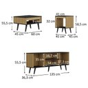 Ver imagem 5 de Conjunto Sala de Estar Tóquio 3 Peças – Rack para Tv, Mesa de Centro e Mesa de Apoio Cor Mel/preto 55,5cmx135cm