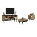 Ver imagem 3 de Conjunto Sala de Estar Tóquio 3 Peças – Rack para Tv, Mesa de Centro e Mesa de Apoio Cor Mel/preto 55,5cmx135cm