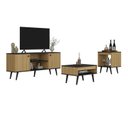 Ver imagem 3 de Kit 3 Peças com Rack para TV até 55 Polegadas, Mesa de Centro e Mesa de Apoio Tóquio