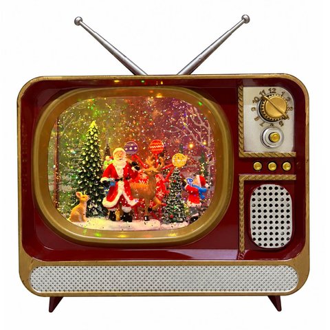 Enfeite Natal Televisao Retro Vintage Natalina Decoraçao Mesa Estante Sala Balcao Recepçao Festa Eve