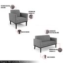 Ver imagem 3 de Conjunto Poltrona e Namoradeira Decorativa Isabella Pés Fixo em Madeira Preto Linho Cinza Mesclado G