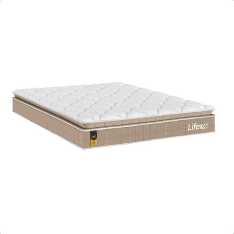 Colchão Casal Life D33 Pillow Top Bege 17x138x188cm