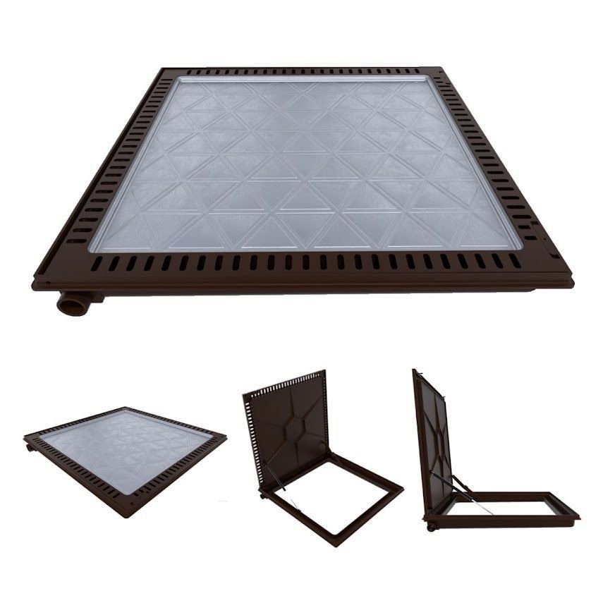 Ver imagem 1 de Tampa Casa Máquina Alumínio Rebaixo Aparente Marrom 80x80cm