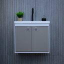 Ver imagem 2 de Gabinete Armário para Banheiro 50cm Mdf com Cuba - Bergamo Branco