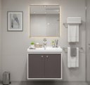 Ver imagem 1 de Gabinete Armário para Banheiro 50cm Mdf com Cuba - Bergamo Branco