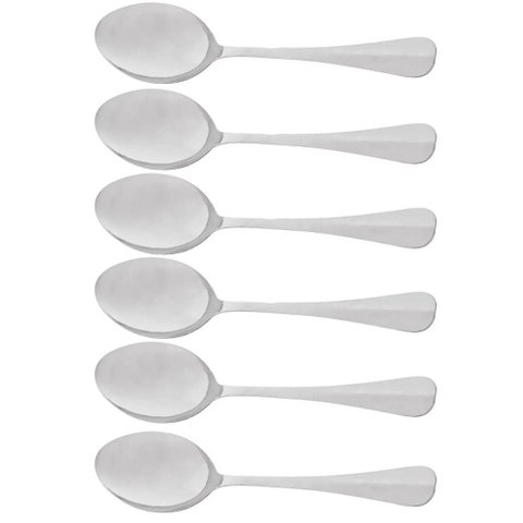 Kit 6 Colheres Aço Inox Servir Positano 26cm Lyor Colher Arroz Restaurante Sobremesas Assados