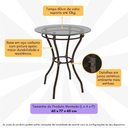 Ver imagem 3 de Mesa de Jardim/área de Lazer 60cm Vidro e Aço com Junco Sintético Multimóveis Cr8005 Café