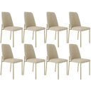 Ver imagem 1 de Kit 08 Cadeiras Decorativa Estofada para Sala de Jantar Dourada Bella L02 Linho Bege Escuro - Lyam
