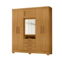 Ver imagem 2 de Guarda-Roupa Capelinha 6 Portas com Espelho e 3 Gavetas com Chave Gales Marrom/Carvalho Americano
