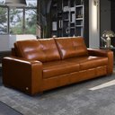 Ver imagem 1 de Sofá Decorativo 2 Lugares Turim 150cm Couro Conhaque G58 - Gran Belo
