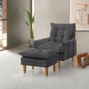 Ver imagem 1 de Poltrona Khali Reclinavel com Puff Apoio P/ Pés em Veludo:grafite