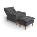 Ver imagem 2 de Poltrona Khali Reclinavel com Puff Apoio P/ Pés em Veludo:grafite