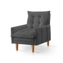 Ver imagem 4 de Poltrona Khali Reclinavel com Puff Apoio P/ Pés em Veludo:grafite