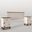 Ver imagem 1 de Cabeceira 1,58m + Mesa de Cabeceira Retô Off White/nogueira