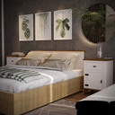 Ver imagem 2 de Cabeceira 1,58m + Mesa de Cabeceira Retô Off White/nogueira