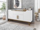 Ver imagem 1 de Buffet Aparador 4 Portas 1 Gaveta Future Bechara Branco/Canela 81x136x36