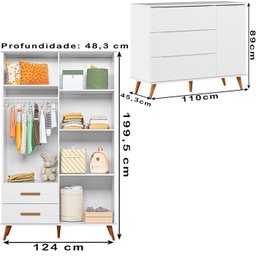 Guarda Roupas e Comoda Lunoh Branco Acetinado Plla - 4