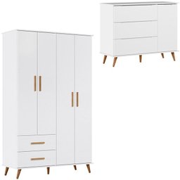 Guarda Roupas e Comoda Lunoh Branco Acetinado Plla - 1