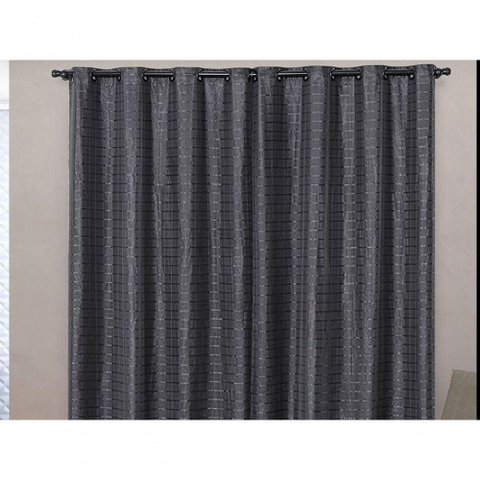 Cortina Blackout Pvc com Tecido Voil Xadrez 2,80 M X 2,30 M - Preto