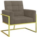 Ver imagem 4 de Poltrona Decorativa para Consultório Tecido Suede Base de Ferro Estrutura Reforçada