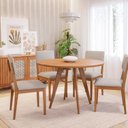 Ver imagem 1 de Sala de Jantar Mesa Acerola Redonda 109cm sem Vidro com 4 Cadeiras Sabiá Marrom/Cinamomo/Cinza